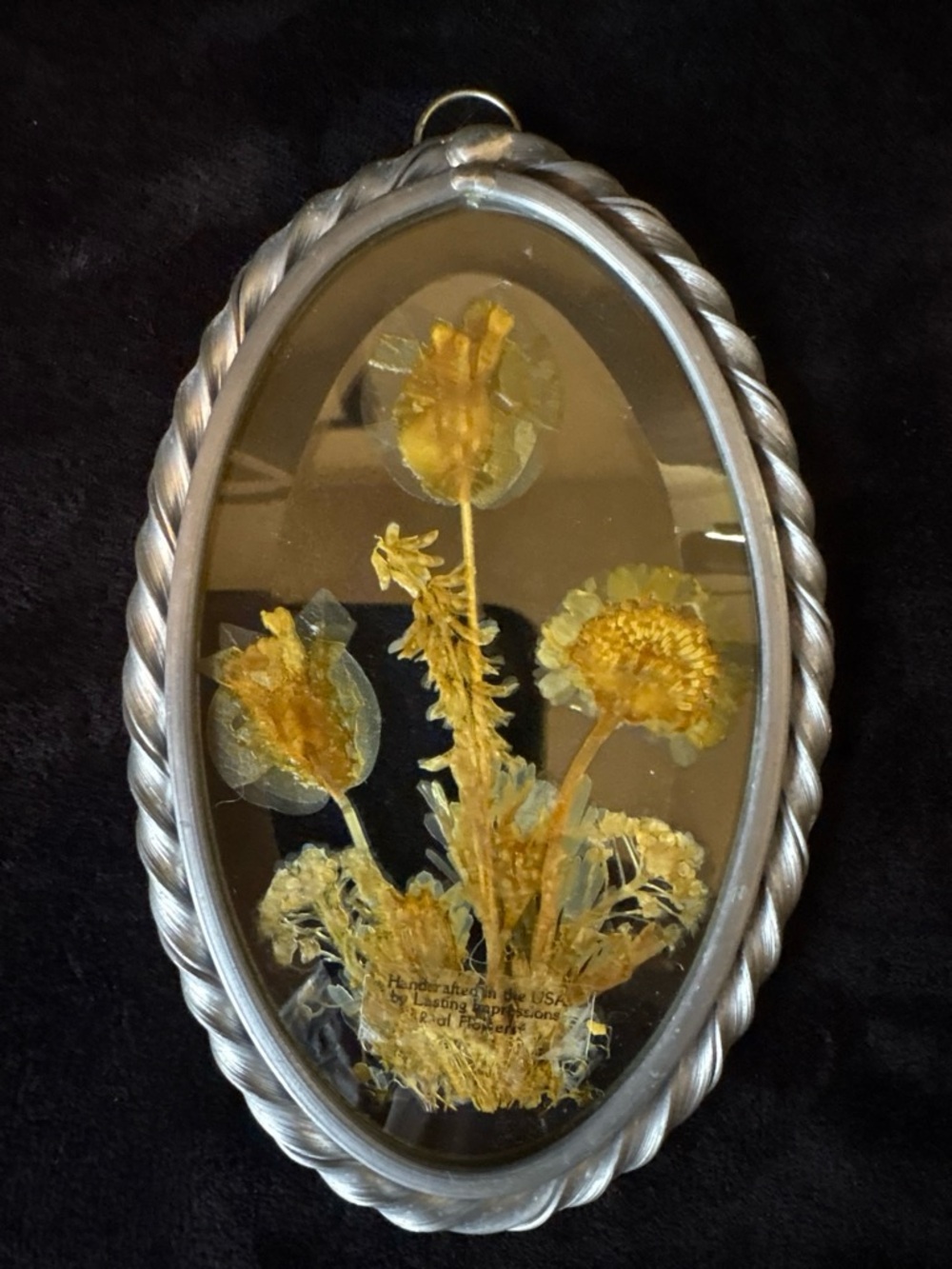 Lasting Impressions Pressed Flower Suncatcher Oval Frame Vintage USA EUC